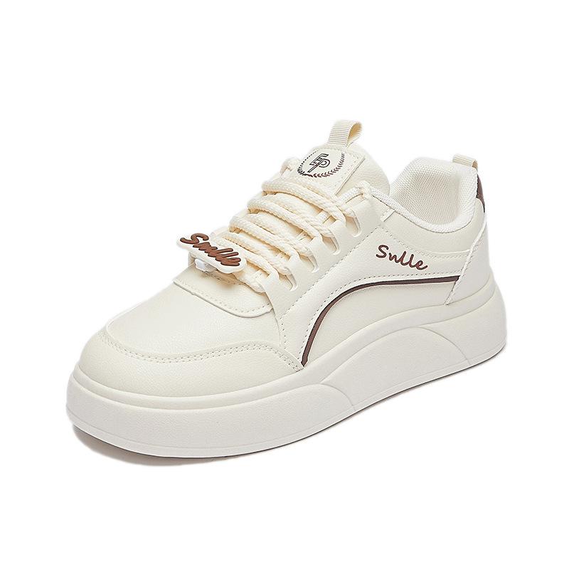 Spring White Shoes New Style of Female Students' Thick-soled High-rise Sports Shoes Casual Street Shot