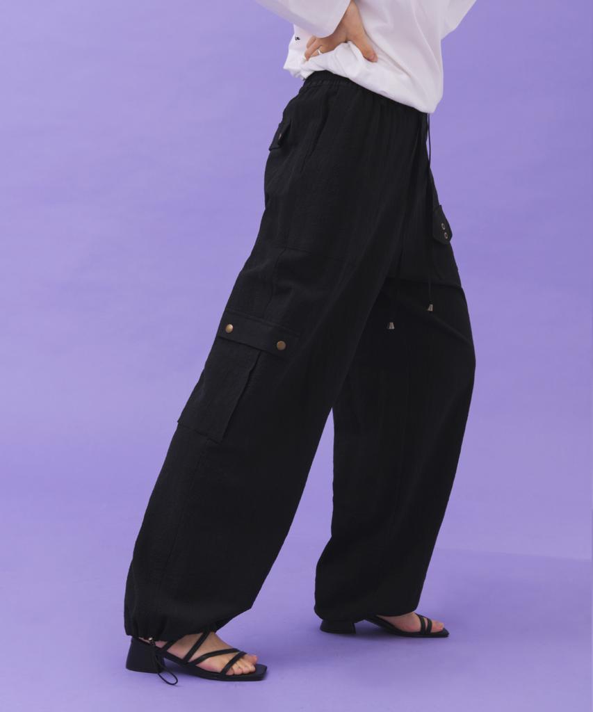 Lalmodeu Cotton Cargo Pants_Black