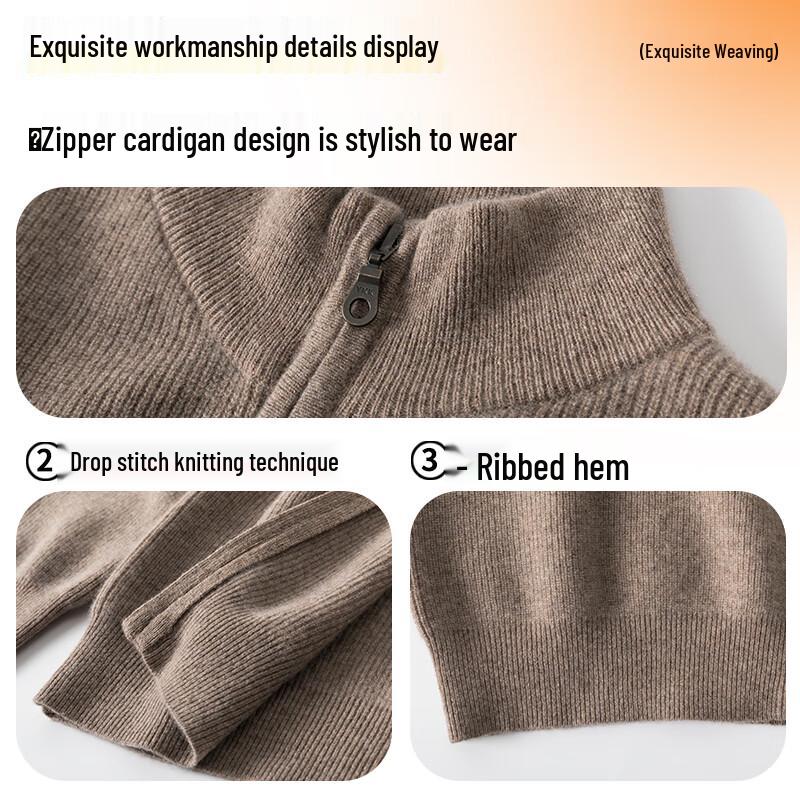 Hengyuanxiang Men's Pure Cashmere Cardigan Sweater