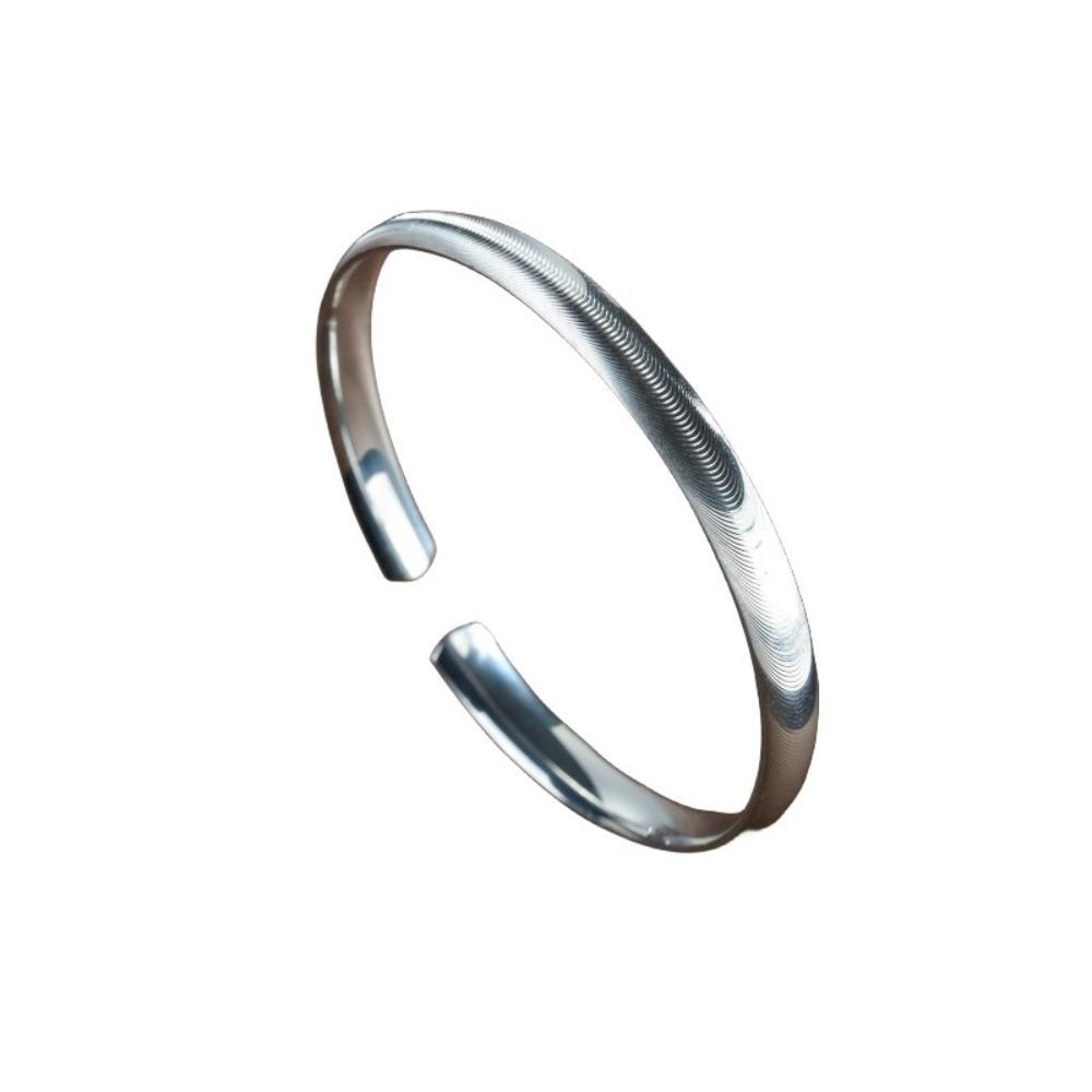 Creative Gift Copper Cats Eye Bracelet Open Adjustable Silver Bangle Simple Fashionable Jewelry Accessories