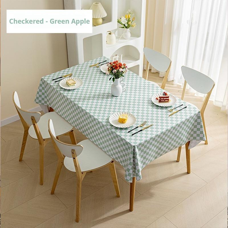 Waterproof and Oil-proof Solid Color PVC Table Cloth Anti-scalding and Washable Plaid Table Cloth Simple Rectangular Round Table Cover Cloth