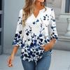 3/4-ermetopper for kvinner T-skjorte Casual Trompetermer Trykk Tunika V-hals Pullover Bluse
