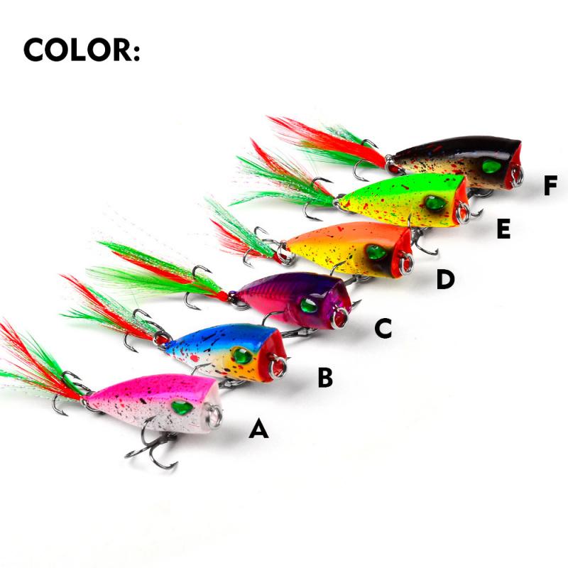 4gMini Wave Lure Bait3cm6Color Feather Fake Bait Freshwater and Saltwater Universal for Bass and Perch