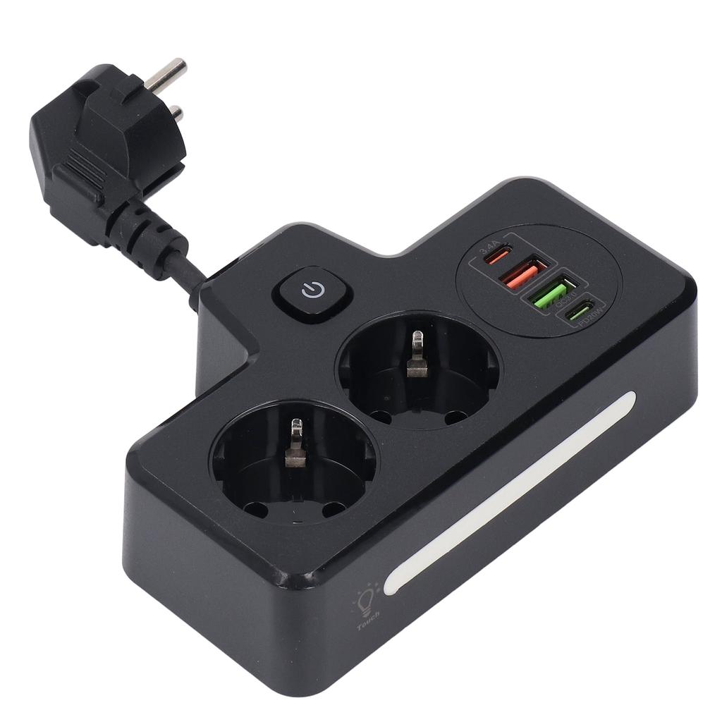 Flat Outlet Extender USB C 2 Prong Short Extension Cord Power Strip Desk Charger 3250W QC3.0 PD20W D