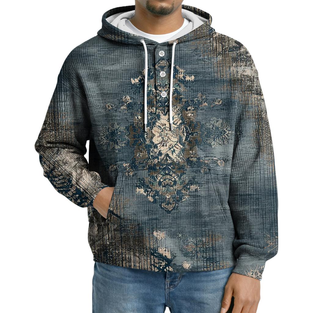Men's Knit Hooded Sweatshirt Casual Long-Sleeve Sweatshirt