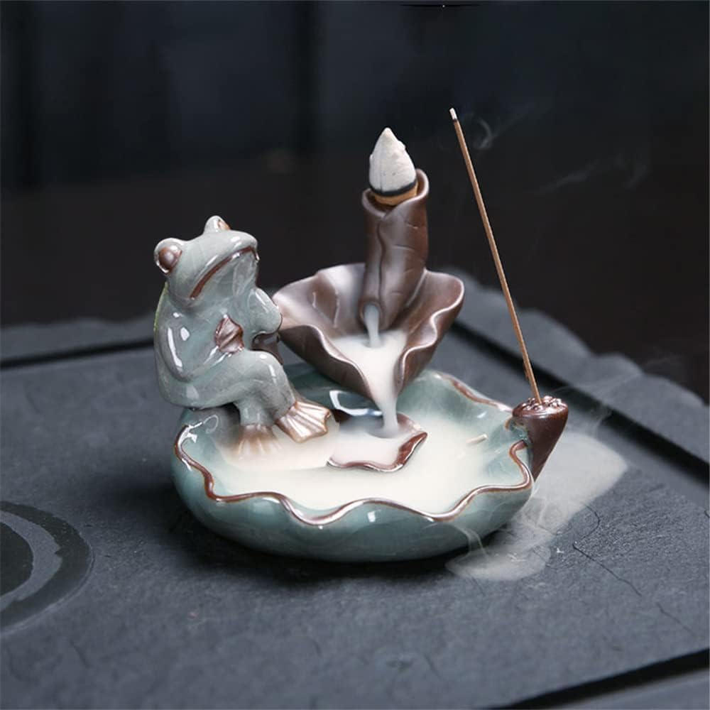 [Ceramic Crafts] Compatible with Backflow and Downflow Incense (Includes 10 Downflow Incense Sticks) - Soothing and Auspicious Ceramic Incense Burner