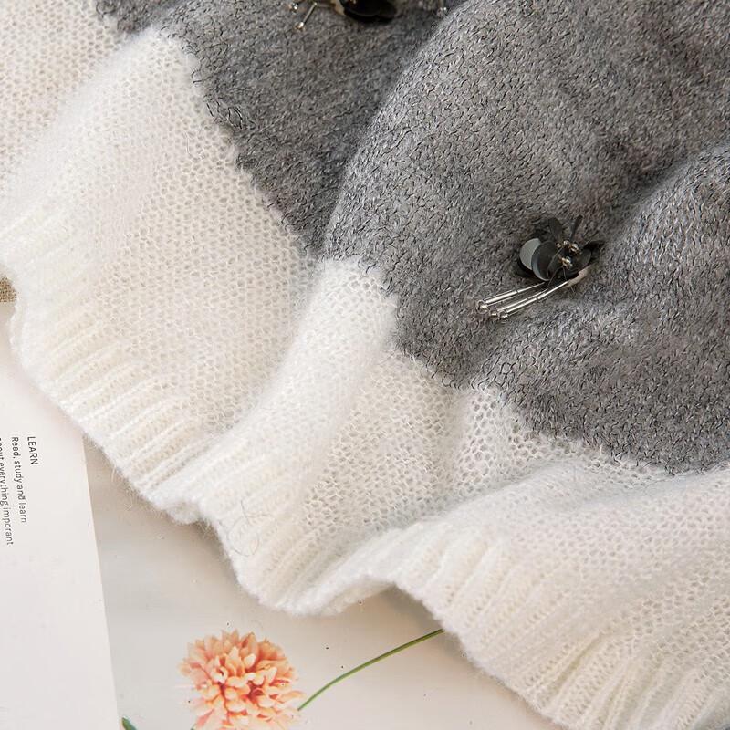 Women's Beaded Color-Block Knit Sweater