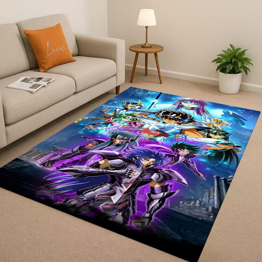 Retro Saint Seiya Shiryu Athena Cartoon Living Room Non Slip Area Rug Carpet for Bedroom Sofa,Easy Clean Home Decor Doormat Kids