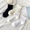 White Wood Ear Lace Socks for Women - Trendy, Cute, Japanese JK Style, Thin, Pure Cotton, Short Tube for Spring/Summer