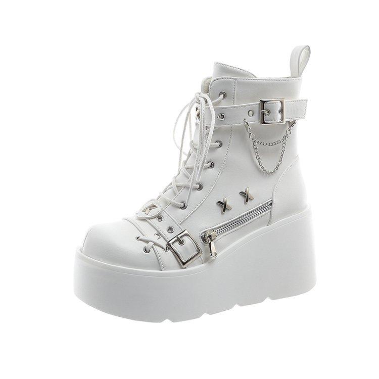 

Платформа в готическом стиле, косплей вампира, женские полусапоги до середины икры, зимние танкетки, удобные женские мотоботы, обувь 39