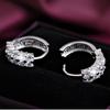 Fashion Double Row Diamond Stud Earrings Silver Plated Small Hoop Earrings for Women