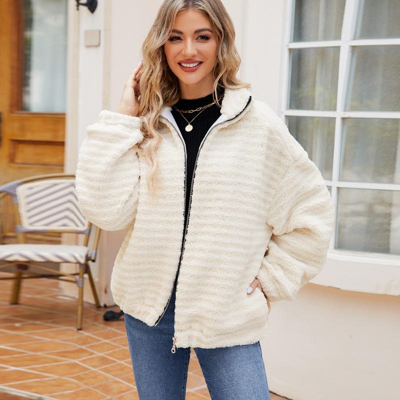 

0 Женский осенне-зимний новый модный кардиган с длинным рукавом, на молнии, плюшевая женская куртка L