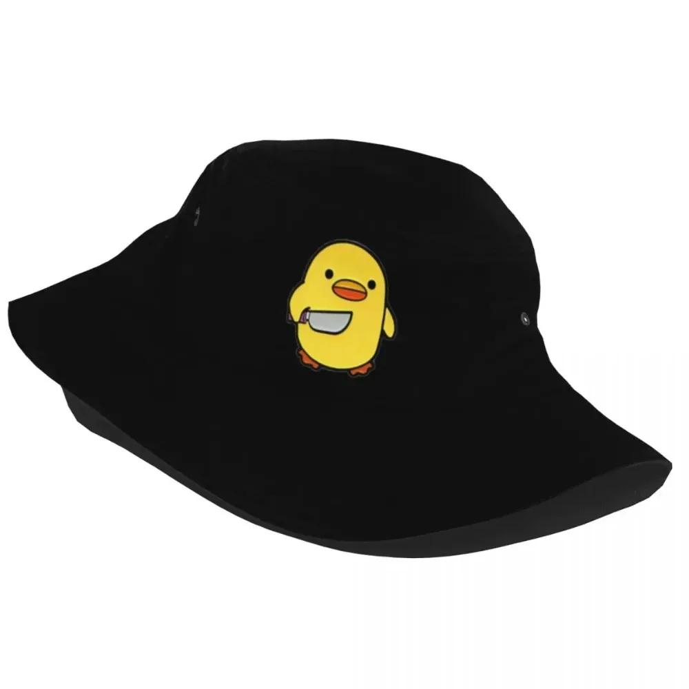 Duck With Knife Bucket Hat for Women Unisex Summer Funny Duck Sun Hats Unique Design Packable for Outdoor Bob Panama Hat