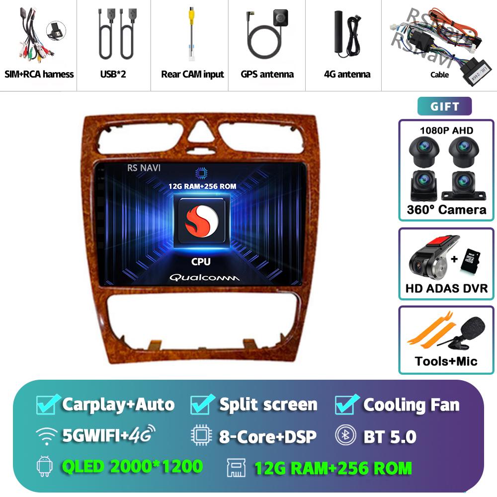 Android 14 Carplay Car Radio  For Benz W209 Multimedia Video Player Navigation GPS Stereo 2Din DVD 360 Camera Head Unit 4G+Wifi