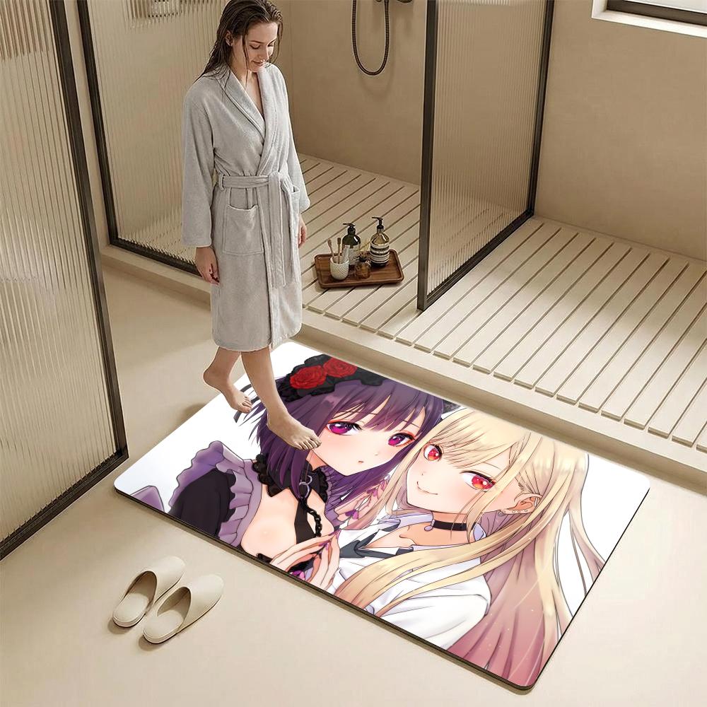 Anime M-My Dress-Up D-Darling Floor Mat Diatomite Bath Mat – Highly Absorbent, Non-Slip, Quick-Drying Bathroom Rug
