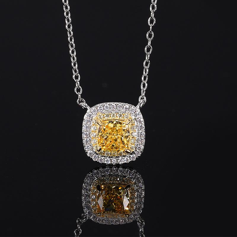 Autumn And Winter Jewelry Set, High Carbon Diamond Ice Flower Cut Copper Inlaid With Yellow Diamond Set, Main Stone 6 * 6