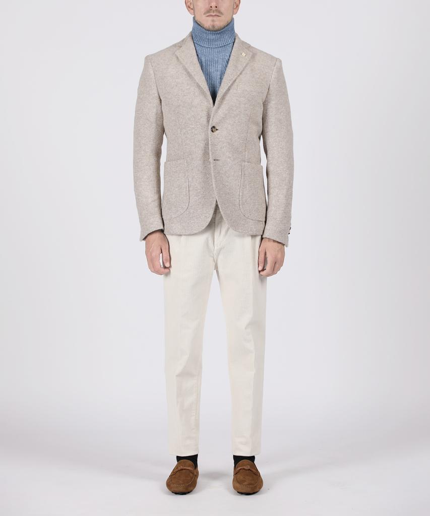 PANICALE Ivory Classic One-Pleat Corduroy Pants