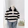 Spring and Autumn Boys Striped Sweatshirt Kids Long Sleeve Pullover Teen Lapel Polo Tops Children Clothes