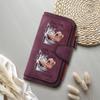 Cute Horse Printed Long Wallet Large Capacity PU Leather Card Holder Portable Purse for Daily Use