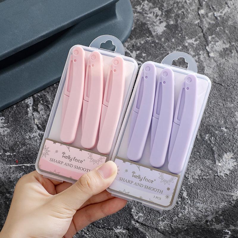 KELLY FACE Eyebrow Trimmer Set: Safety Folding Razors for Shaping & Makeup (3 Pieces).