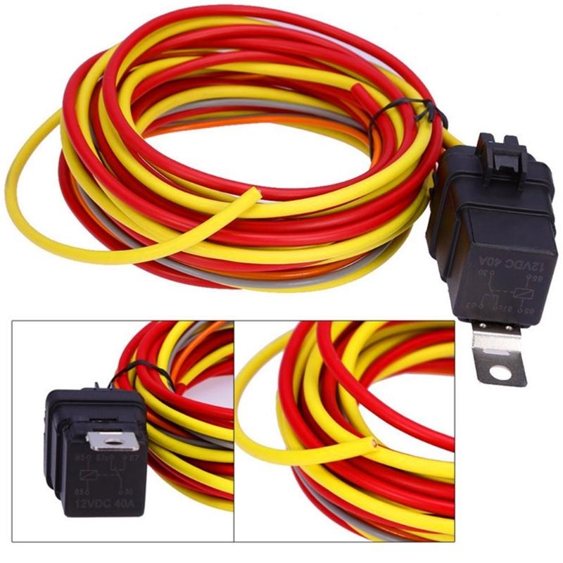 Car Double Electric Fan Radiator Wire Harness Engine Switch Thermostat 40A 12V