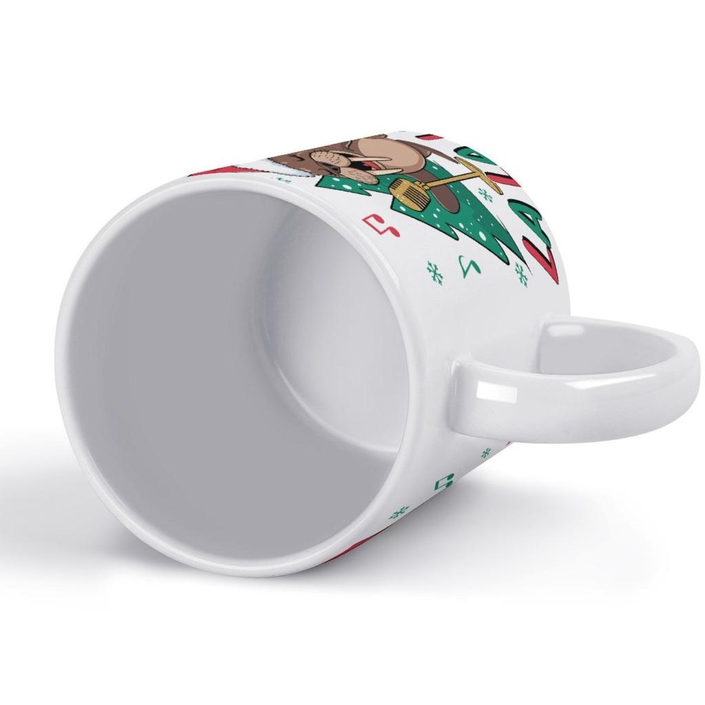 1pc 11oz blank ceramic mug, double-sided printed tea coffee cup, glossy look, durable wall thickness, classic white mug for daily beverages