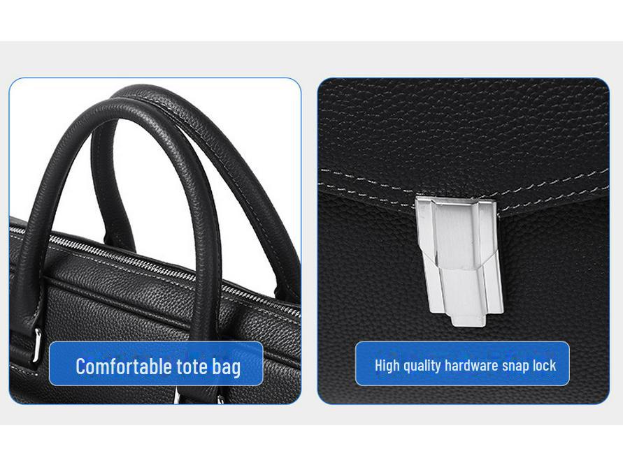 Men's Genuine Leather Water-Resistant Briefcase: High-End, Large-Capacity Commuter Bag