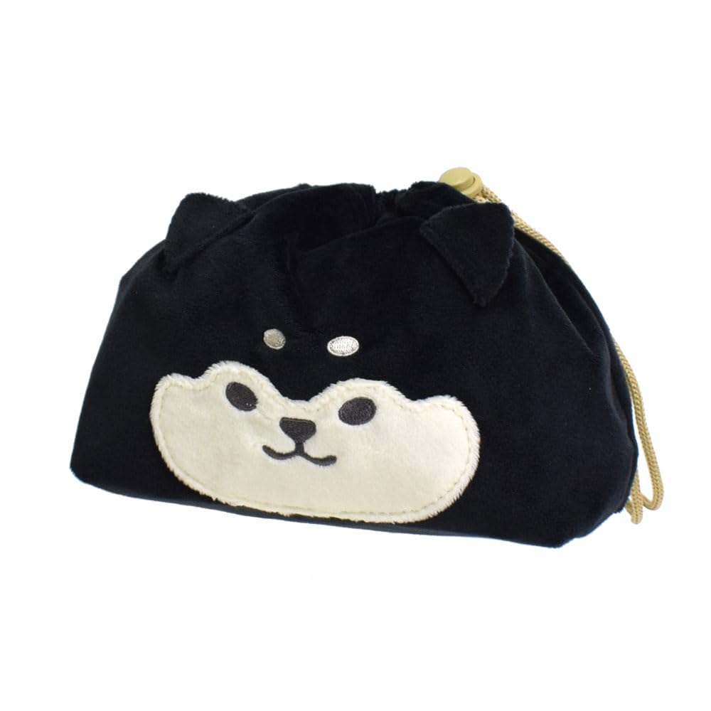 Sabu Moomoo Friends Face Drawstring Bag, Black Bean Shiba, 421907