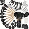 43pcs/set, Silicone Cooking Utensils Set Non-Stick Heat Resistant Kitchen Utensils Spatula Set With Wooden Handle For Baking CookingBest Kitchen Stuff