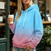 Women's Gradient Printed Long Sleeve Hoodie with Pocket and Casual Top