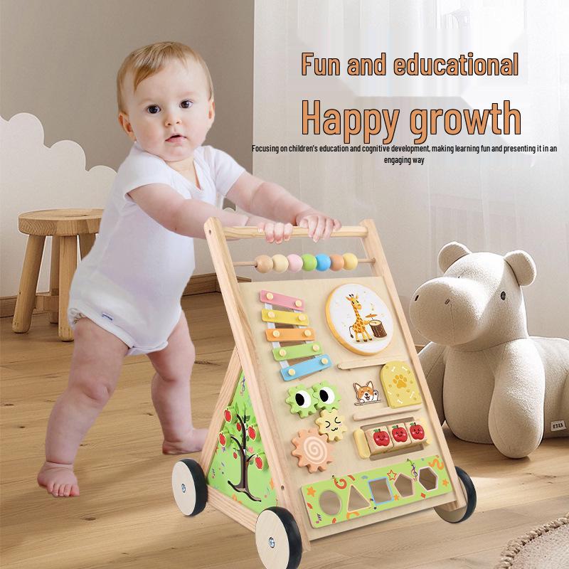 Children's Wooden Multi-Functional Xylophone Walker with Anti-Rollover Design