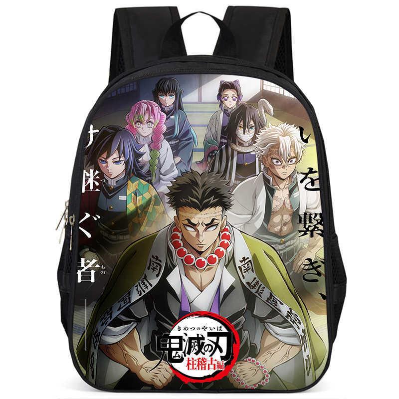 Trendy Demon Slayer Book Bag With Durable Oxford Fabric And Large Storage