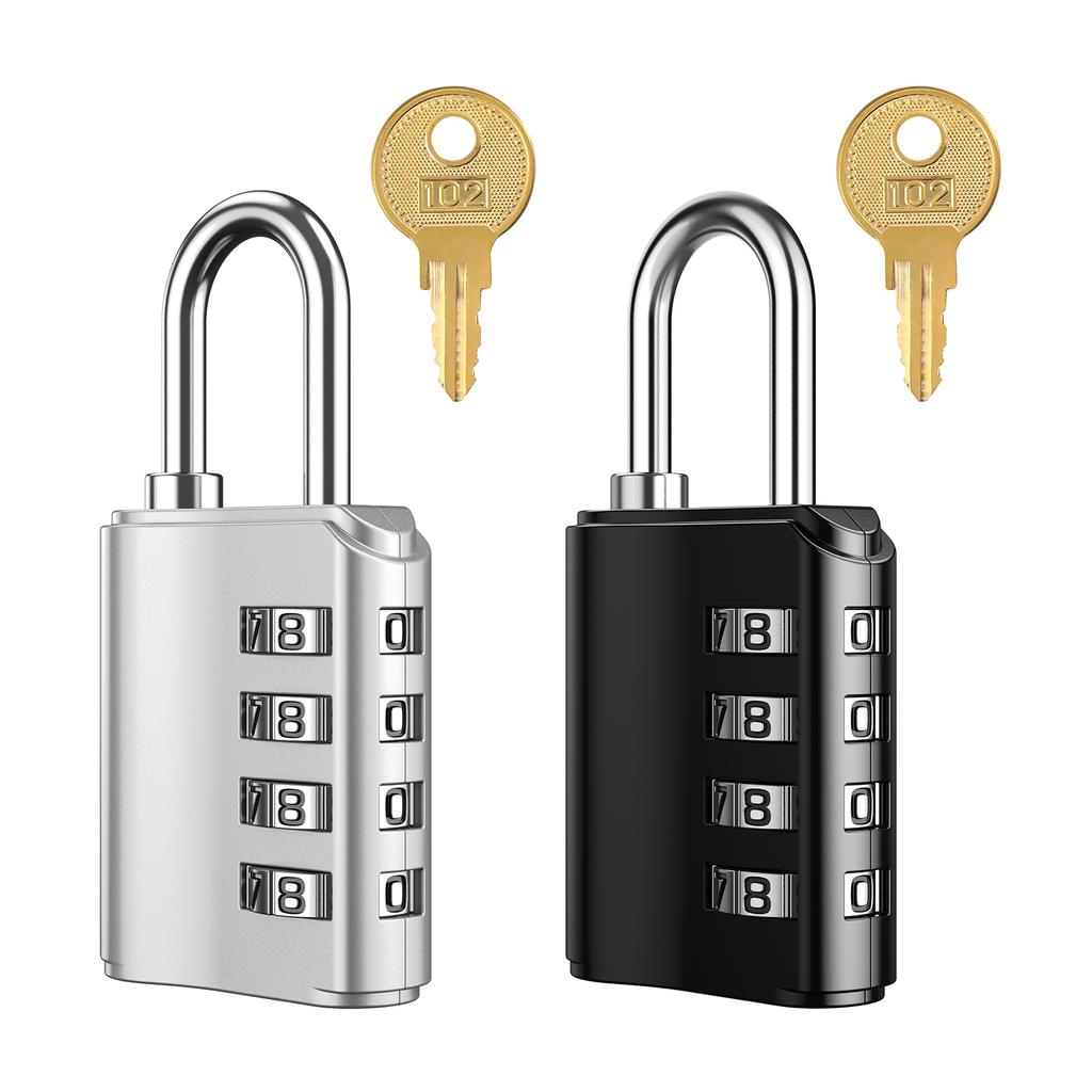 ORIA 2PCS/Set 4 Dial Digit Combination Lock Waterproof Security Padlock Outdoor Gym Trunk Safely Code Lock Black