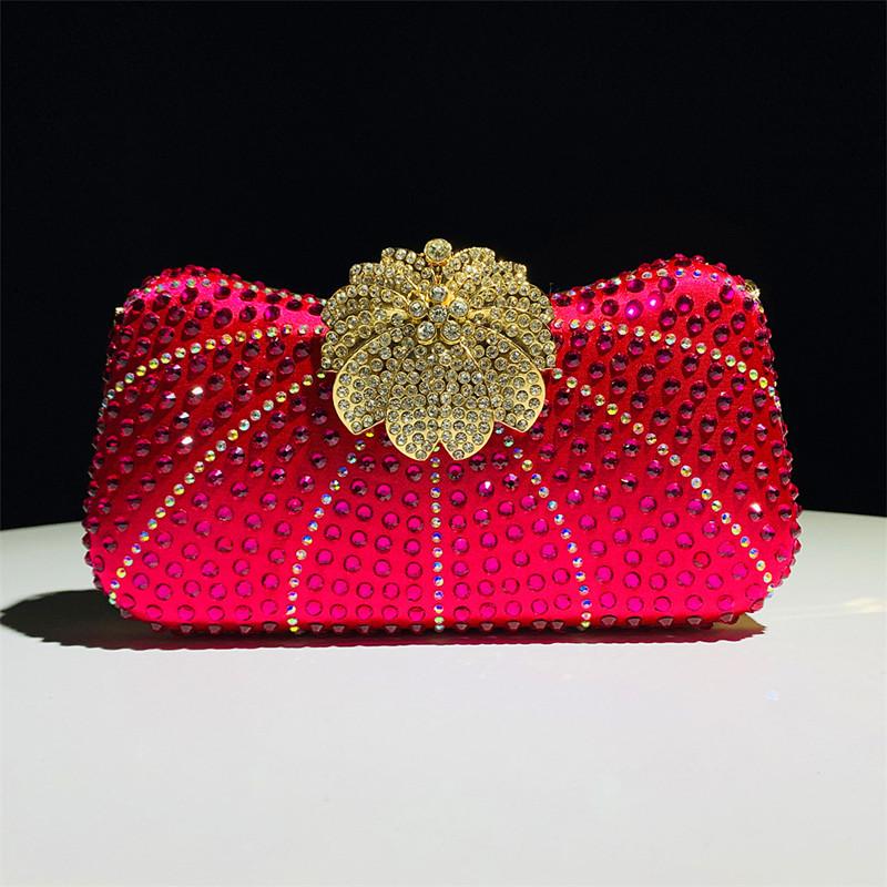 3D Flower Evening Dinner Clutch Bag Women's Party Ball Wedding Diamond Elegant Handbag Lady Banquet Dress Shoulder Crossbody Bag