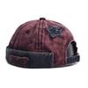 Retro Washed Color Docker Cap Without Visor Star Splicing Brimless Caps Letter Adjustable Beanie Hat Vintage Style Hip Hop