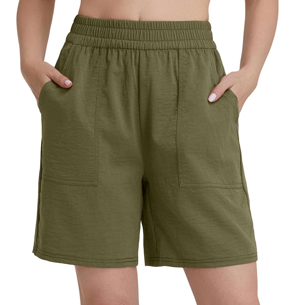 Women Casual Elastic Waist Shorts with Pockets Relaxed Fit Lightweight Drawstring Athletic Lounge Bottoms for Daily Wear