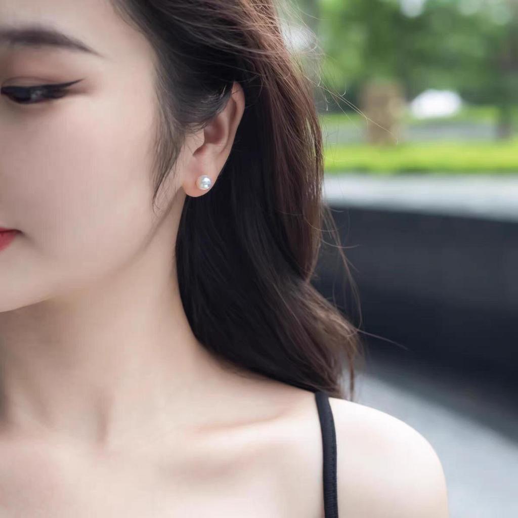 S925 Sterling Silver Stud Earrings with 6-11mm Natural Edison Pearls: Slightly Flawed, Elegant Design.