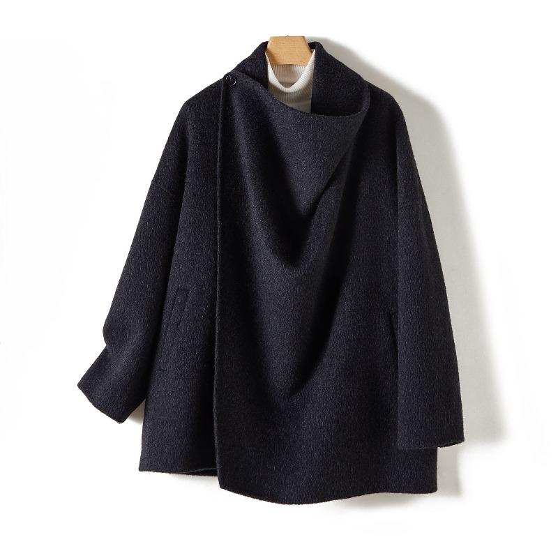 Ding, yak wool double-sided woolen loose coat autumn and winter women's clothing thickened wool single-grain buckle coat