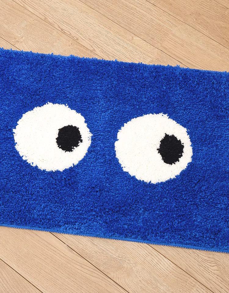 Cartoon Big Eyes Tufted Rug: Non-Slip Absorbent Mat for Living Room, Bathroom, and Toilet