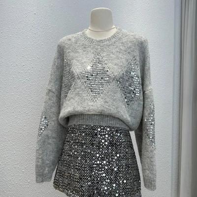 Sweater for Women Autumn Winter Thickened Pullover Warm Knitted Striped Crew Neck Base Layer Stretchy Long Sleeve Oversize Jumper Tops