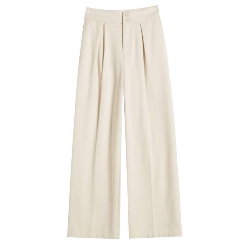 2026 Women's High Waist Velvet Wool Wide-Leg Pants - Floor Length, Slim Fit, Casual Spring Style
