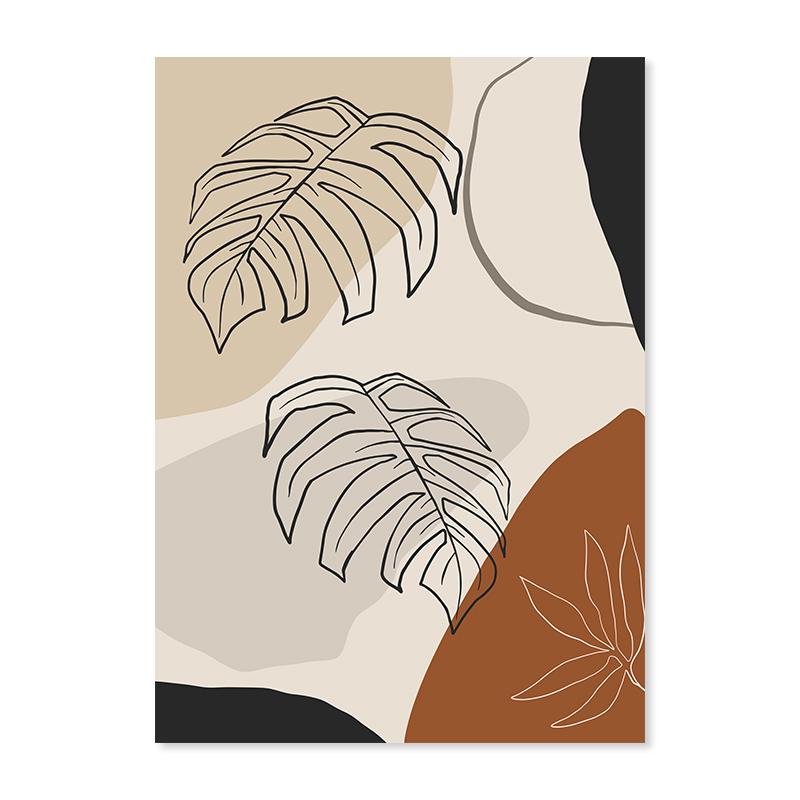Abstract Geometric Leaves Face Line Boho Wall Art Posters Canvas Painting Print Pictures Modern Living Room Interior Home Decor