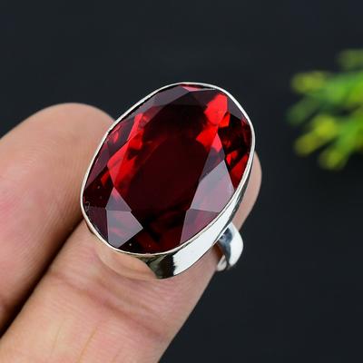 Mozambique Garnet Gemstone Handmade 925 Sterling Silver Jewelry Ring Size 7 Z9z46