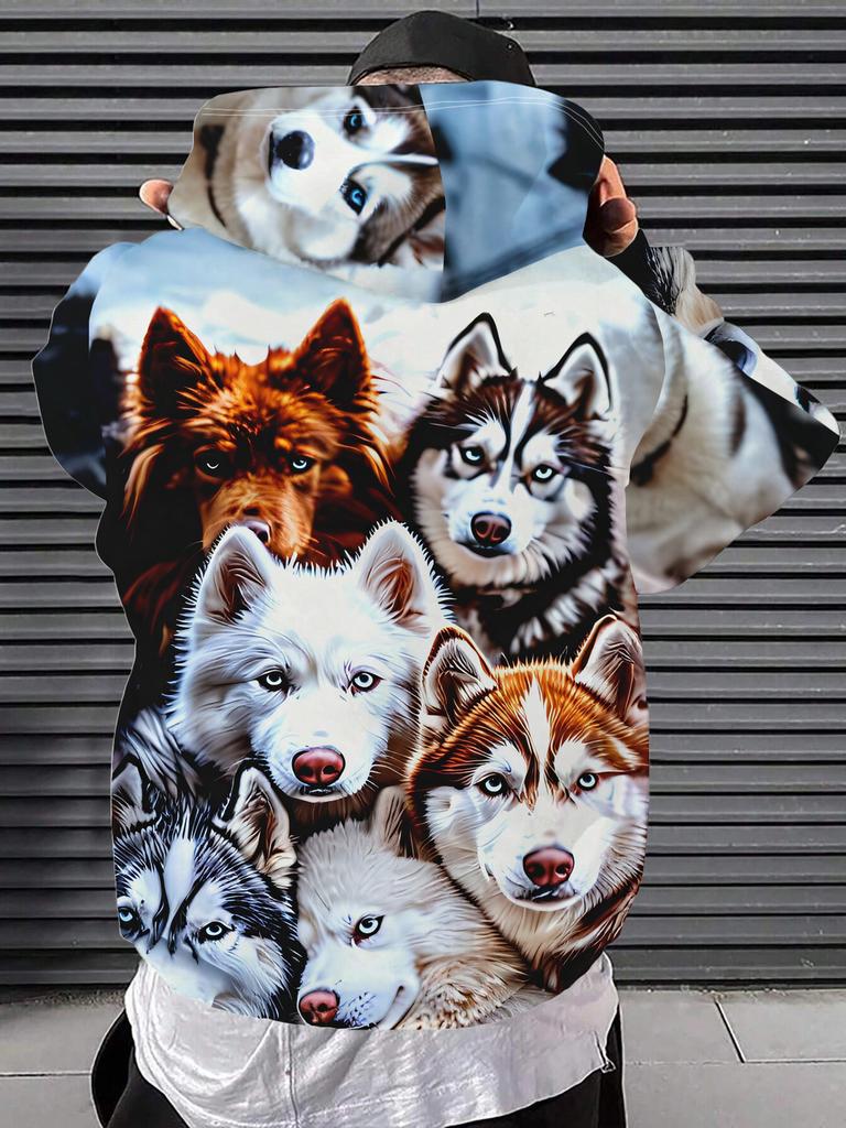 Męska bluza z kapturem o regularnym kroju z kieszenią typu kangur i regulowanymi sznurkami, idealny casualowy prezent na jesień i zimę, streetwear