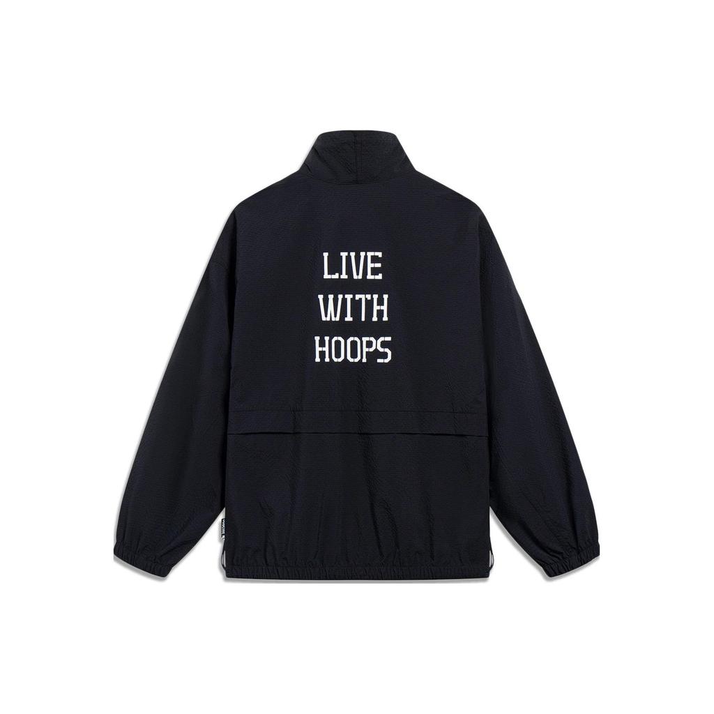 Li-Ning Loose Zip-Up Stand Collar Sports Jacket Men Jackets Black AFDT189-3