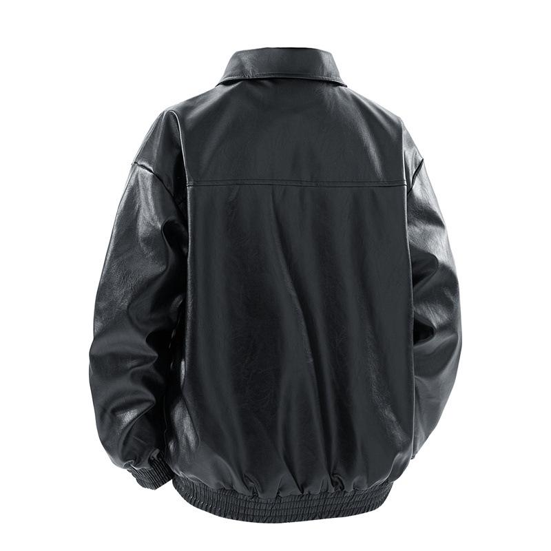 Men's Lapel Leather Jacket Men's Spring and Autumn American Trend Joker Multi-pocket Pu Leather Jacket Jacket