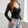 New Autumn-winter Sexy and Intense Style V-neck Bow-stringed Sheer One-piece Dress with See-through Effect
