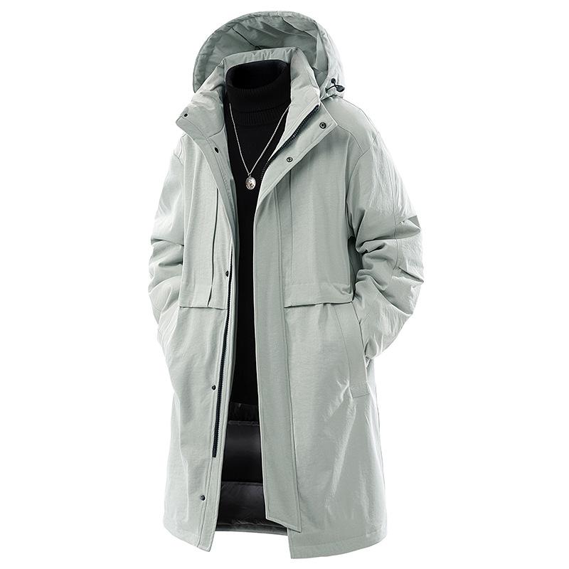 Herren Übergröße Winter Kapuzen Parka Mittellang Baumwolle Windbreaker