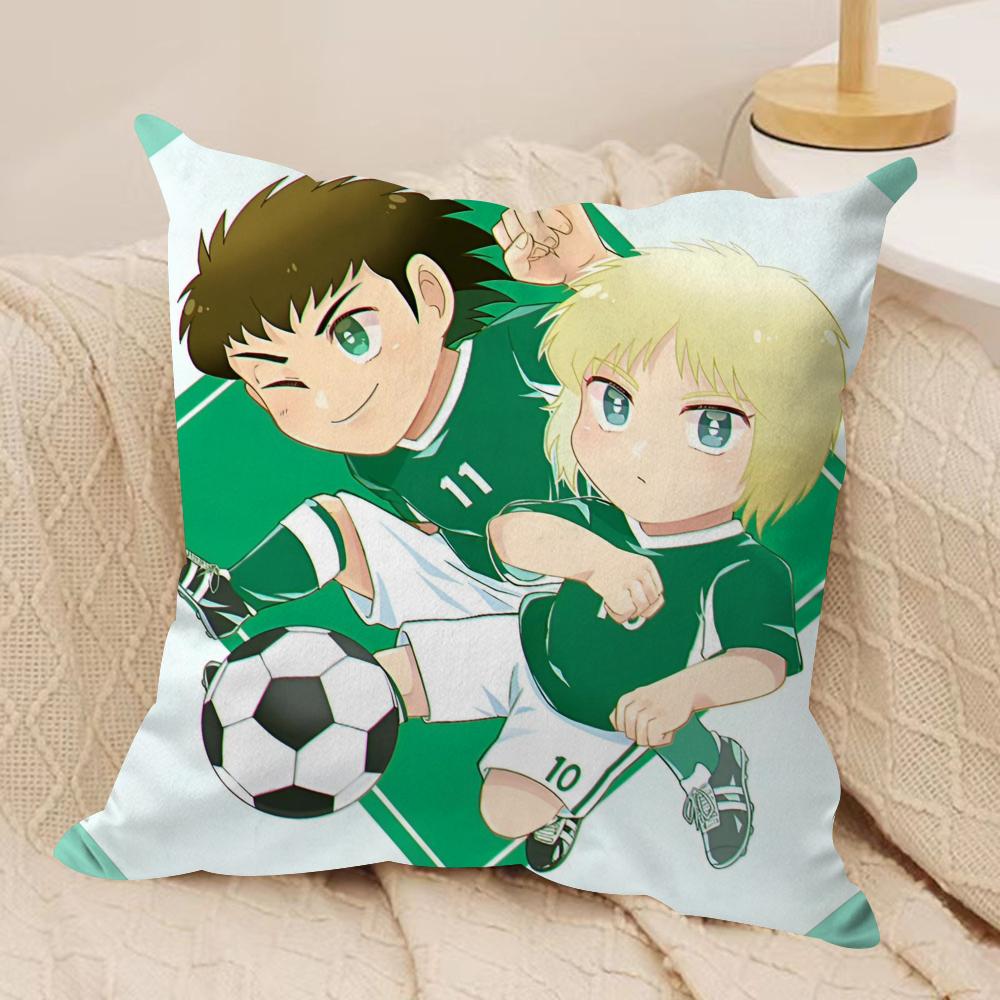 Anime CCaptain Tsubasa Cushion Cover Soft Plush Fabric DoubleSided Printed Sofa Cushion Cover for All Seasons Home Decor Gift