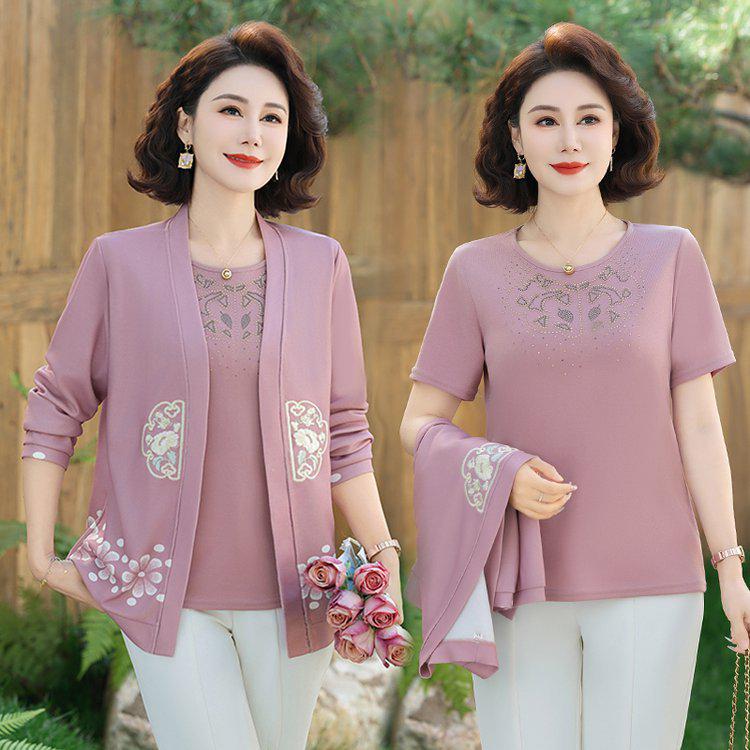 

Casual Plus Size Women s Two-Piece Set: Cardigan & Top for Spring/Summer XL фіолетовий